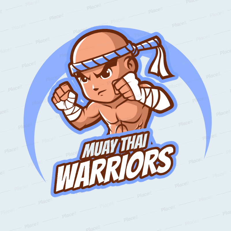 Placeit Logo Template For A Fighting Game Featuring A Muay Thai Warrior
